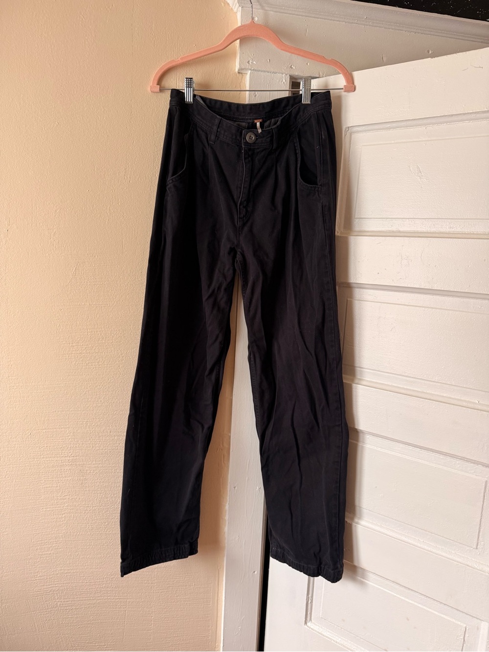 Free People Black Straight-Leg Pants